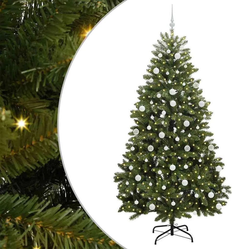 vidaXL Brad de Crăciun artificial cu 300 LED Verde 210 cm PVC și Metal