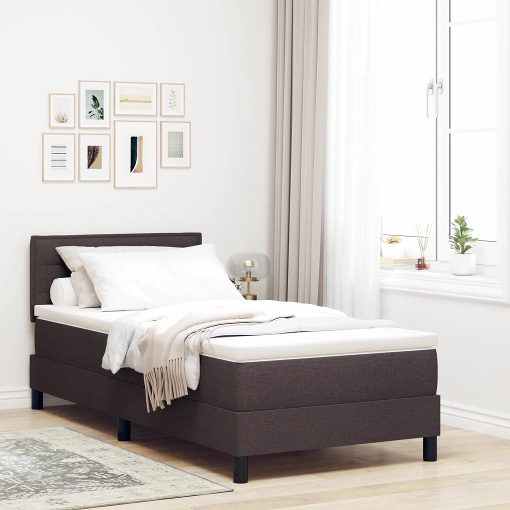vidaXL Pat cu arcuri cu saltea Maro închis 100 x 200 cm țesătură