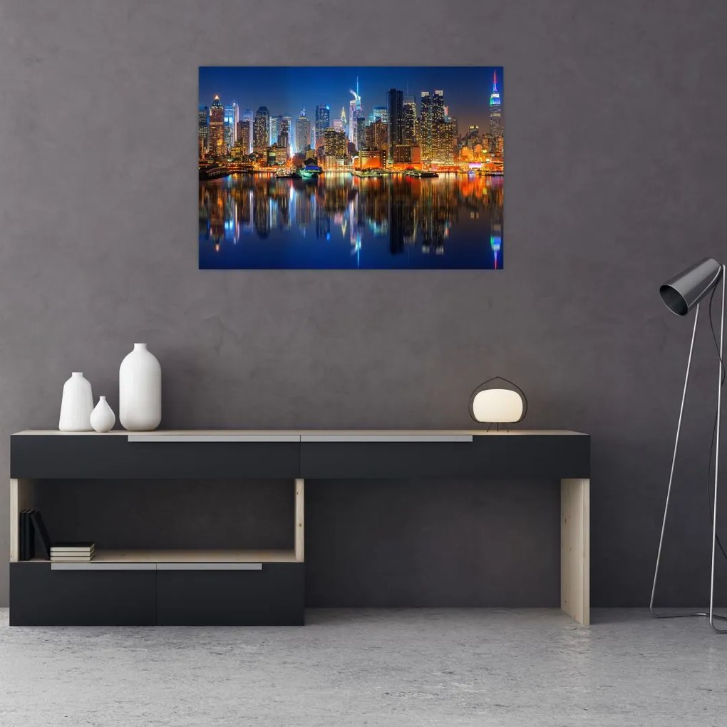Tablou cu Manhattan noaptea (90x60 cm)