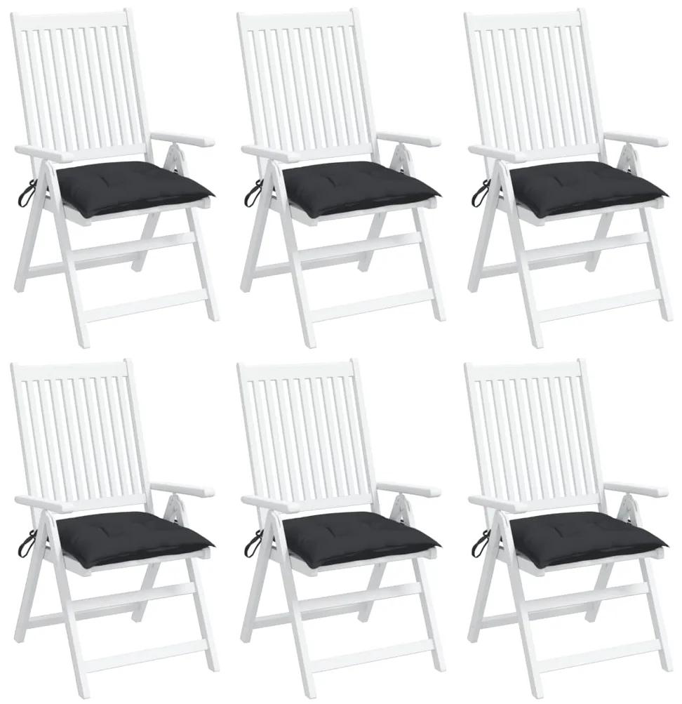 Perne de scaun, 6 buc, negru, 50 x 50 x 7 cm, textil 6, Negru, 50 x 50 x 7 cm
