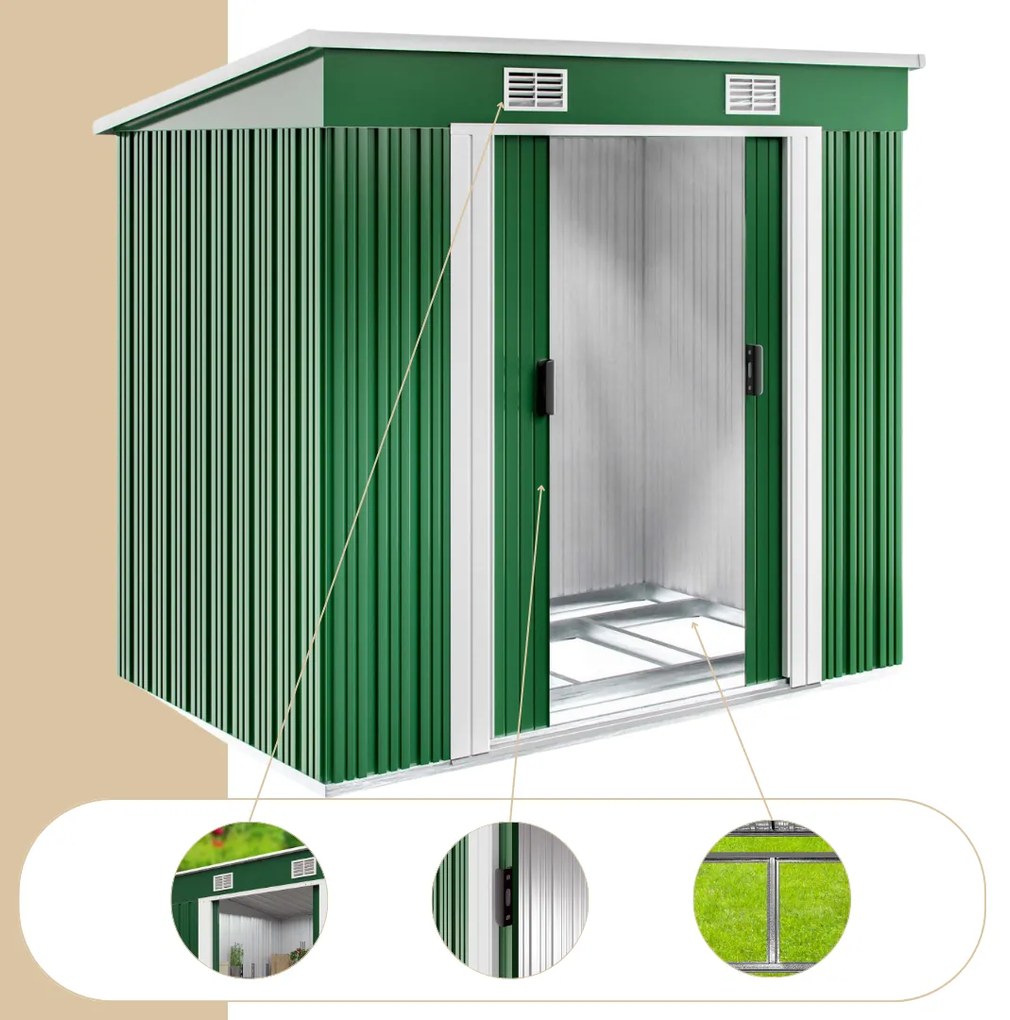 Depozit de unelte pentru grădină L, 196x122x182cm, verde Gardebruk