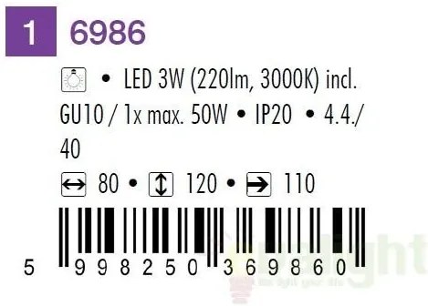 Aplica de perete sau tavan, Spot Norton LED 6986 RX