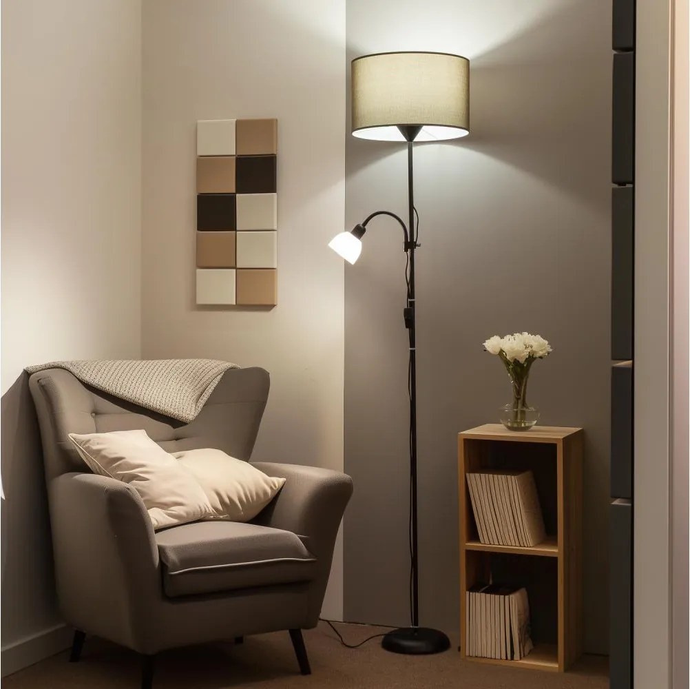 Brilagi - Lampă de podea CERIA 2 în 1 1xE27/100W/230V + 1xE14/25W negru/maro