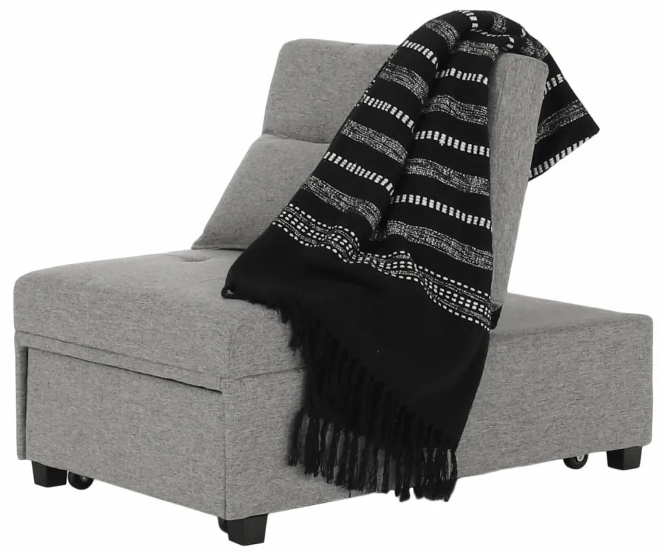 Fotoliu extensibil, material textil gri deschis, OKSIN