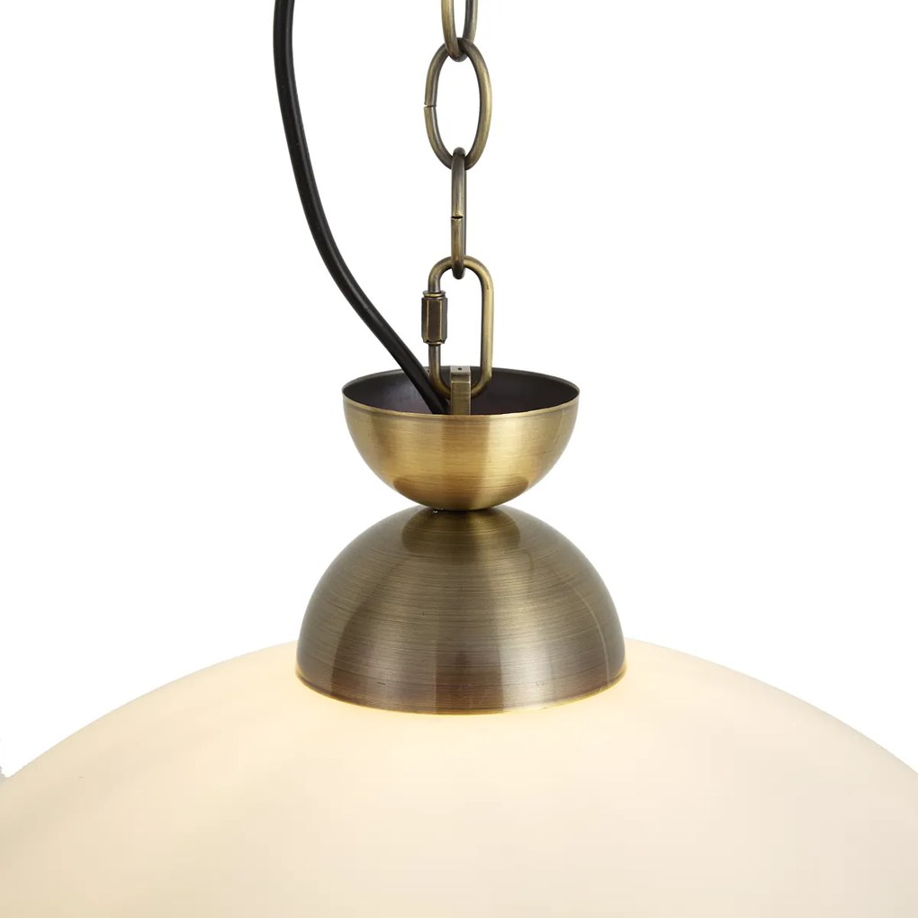 Lampă suspendată clasică bronz cu sticlă opal - Katarina