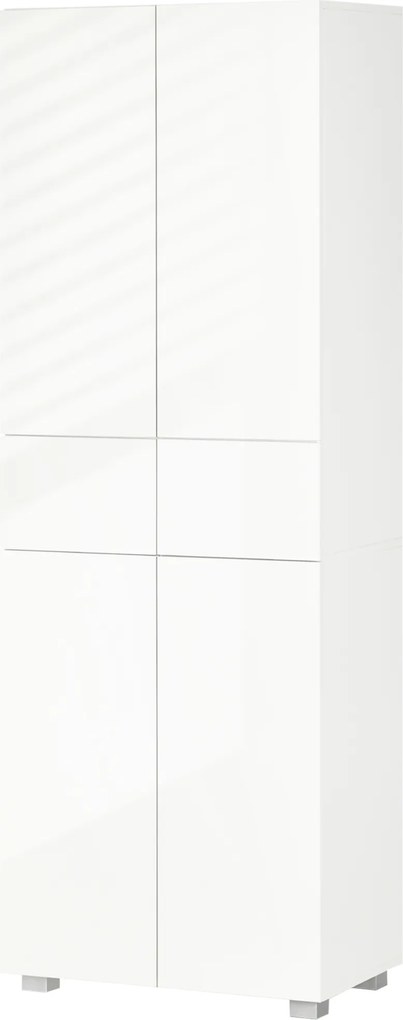 Dulap Bucatarie cu sertare,4 usi, cu 5 niveluri cu 3 rafturi reglabile, pentru sufragerie, alb lucios 60x35x170cm HOMCOM | Aosom Romania