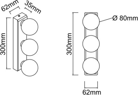 Open Design OR85716 - Aplică de perete MERINO 3xG9/8W/230V 30 cm IP44 alamă