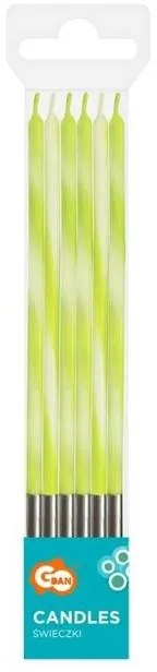 Colorat Candy Lime Green Lumânare de tort verde, set de lumânări 6 buc