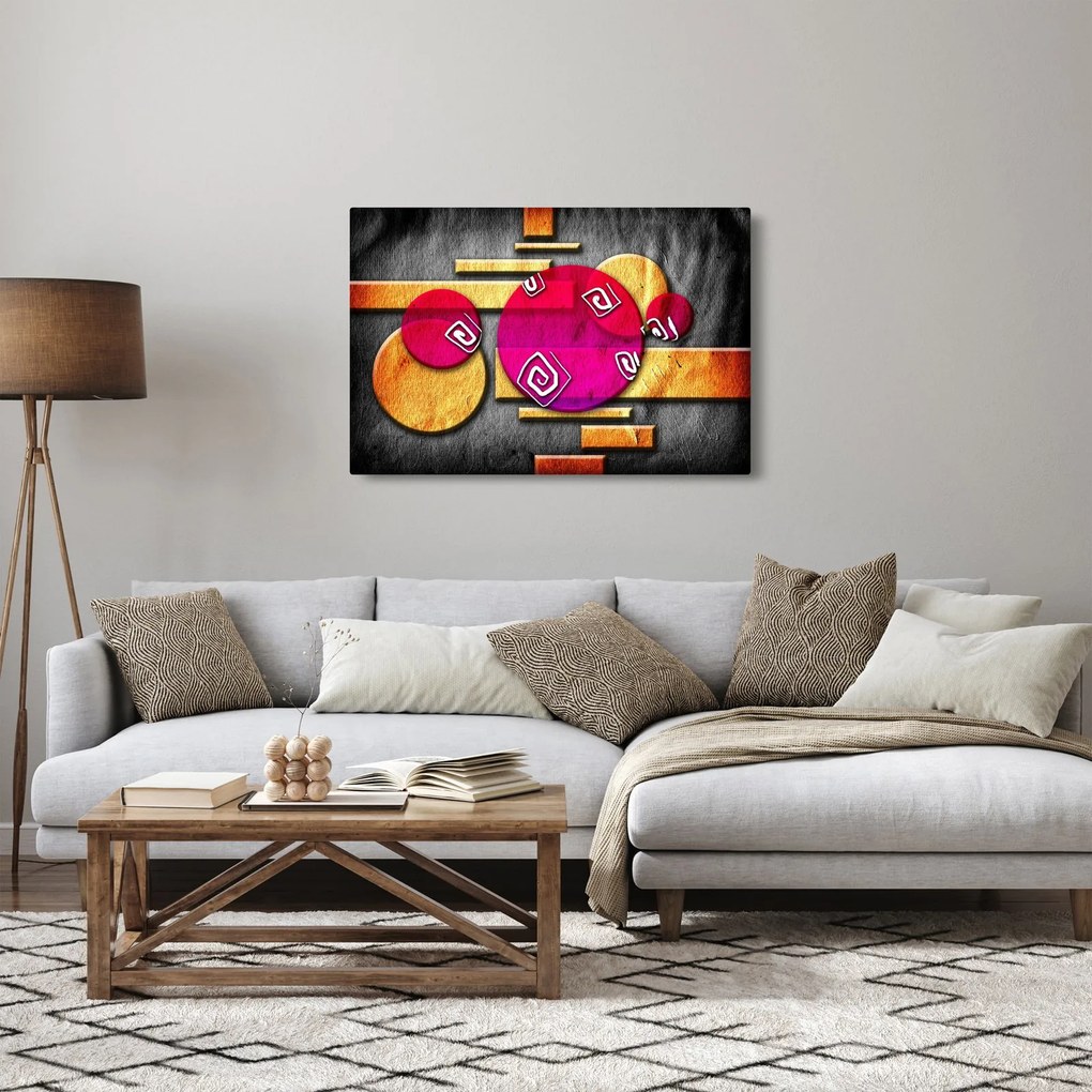 Tablou abstract cu simboluri istorice (90x60 cm)