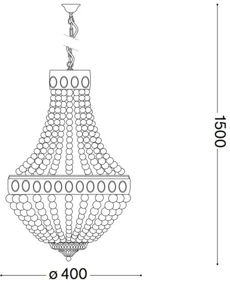 Lustră pe lanț Ideal Lux MONET 6xE14/40W/230V d. 50 cm cânepă/alb
