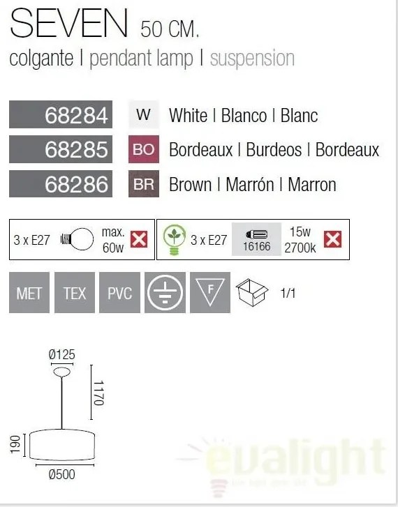 Pendul textil diametru 50cm Seven 68284