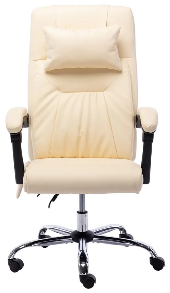 20295 vidaXL Scaun de birou cu masaj, crem, piele ecologică