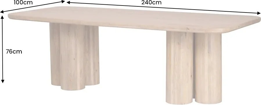 Masa sufragerie ART DECO 240cm lemn masiv de mango natural