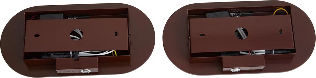 Set de 2 aplice de perete retro maro, inclusiv LED reglabil în 3 trepte și USB-C - Lila