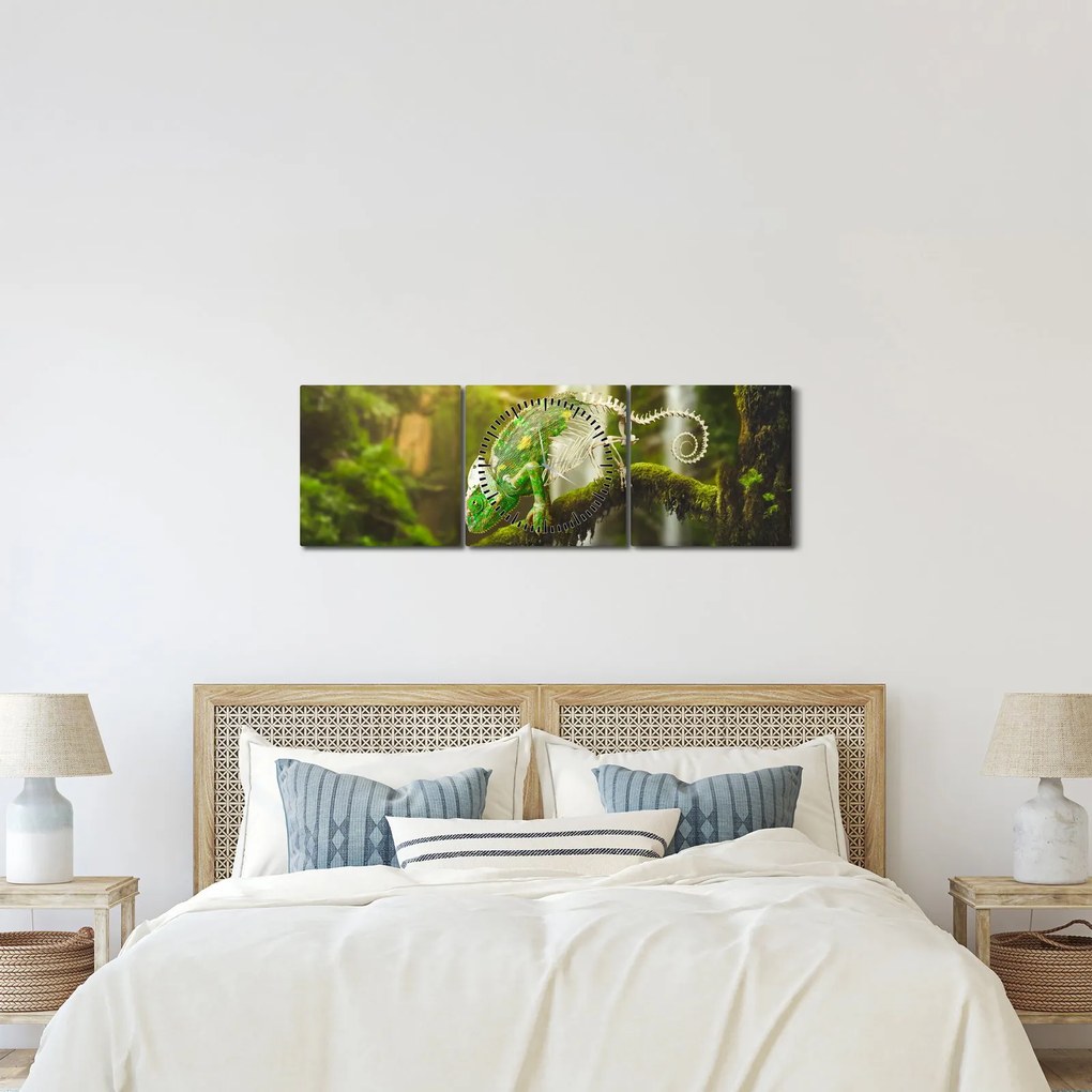 Tablou - cameleon (cu ceas) (90x30 cm)