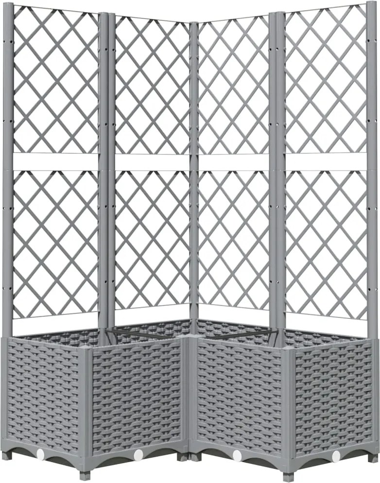 vidaXL Jardinieră de grădină cu spalier, gri deschis, 80x80x136 cm, PP