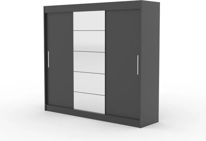 Dulap cu usi glisante si oglinda 235x215 cm, Erwin, ADRK Furniture (Culoare: Negru)