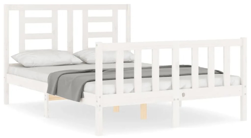 3192852 vidaXL Cadru de pat cu tăblie dublu mic, lemn masiv