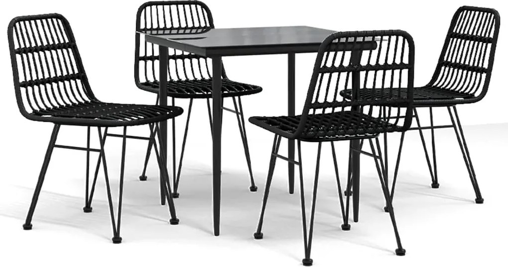 vidaXL Set mobilier de grădină, 5 piese, negru, poliratan