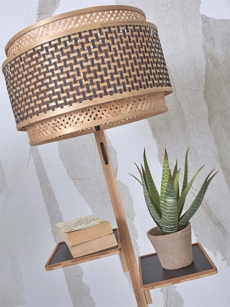 Lampa de podea eco din bambus cu 2 rafturi Bhutan 40x25 natur