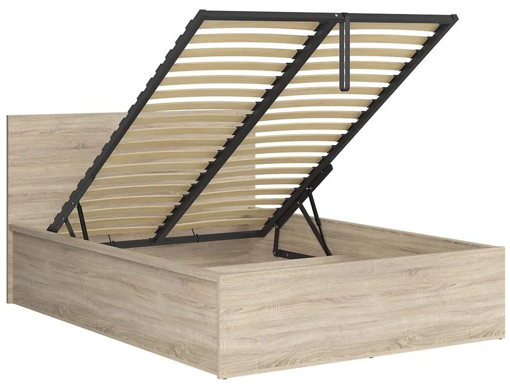 Pat matrimonial 140 cm Tetrix 8 (stejar sonoma) (cu somieră) (cu sp. depozitare). Promo -31%. 1098489
