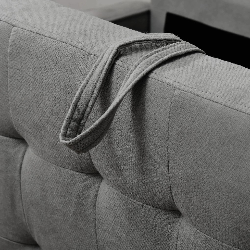 HOMCOM Canapea 3 Locuri Moderna din Tesatura Gri cu Compartiment de Depozitare | Aosom Romania