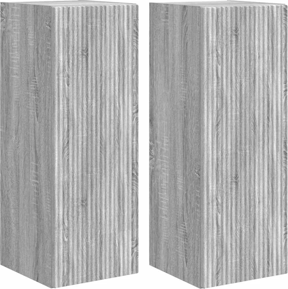 vidaXL Dulap TV de perete Pe perete 2 pcs Gri Sonoma 30 x 31 x 80 cm