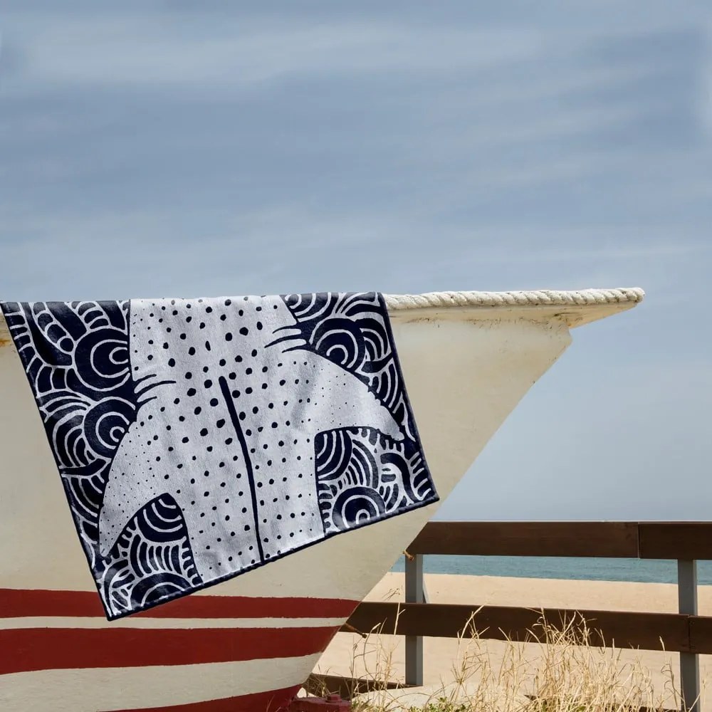 Prosop de plajă albastru închis 90x180 cm Shark – DecoKing