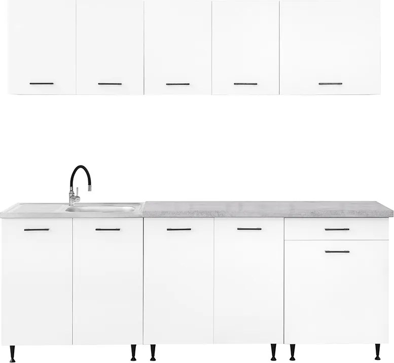 Dulap de bucătărie Primo 220 alb cu blat cromix