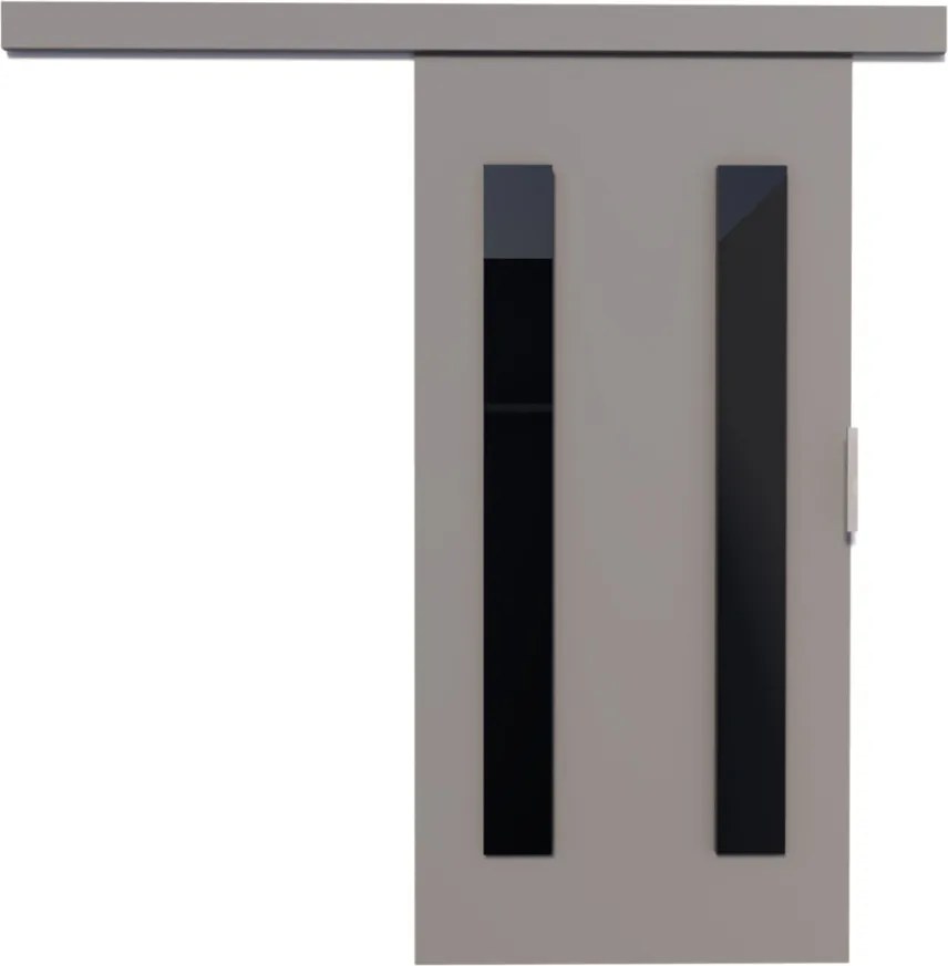 Usa glisanta Hers, ADRK Furniture (Latime: 76 cm, Culoare: Wenge /Negru Lacobel)