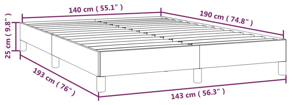 Cadru de pat, maro, 140x190 cm, piele ecologica Maro, 25 cm, 140 x 190 cm