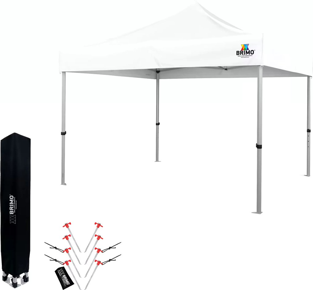 Foișor de grădină pliabil 3x3 m | Protecție UV/PVC premium | Construcție robustă BRIMO | Montaj rapid fără scule - fără pereți - Alb