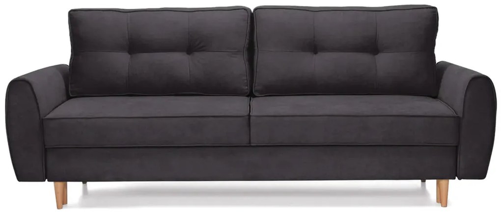 Canapea Extensibilă 3 locuri, RIGA, cu ladă de depozitare, 229x90x90 cm, Gri-Inchis-Enjoy