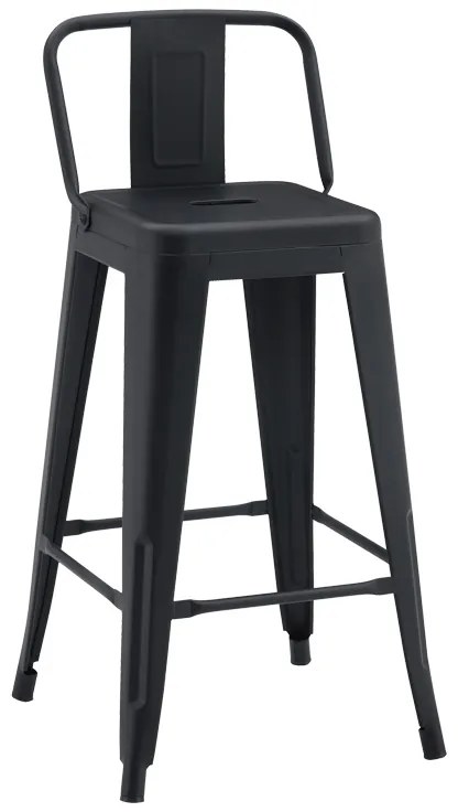 Scaun Bar Cu Spatar Upser Metalic Negru Mat