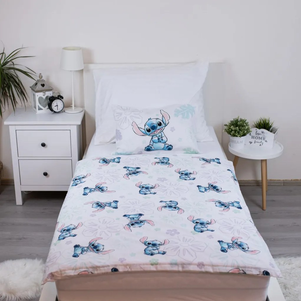 Disney Lilo și Stitch Ohana White Set lenjerie pat copii 100×135 cm, 40×60 cm