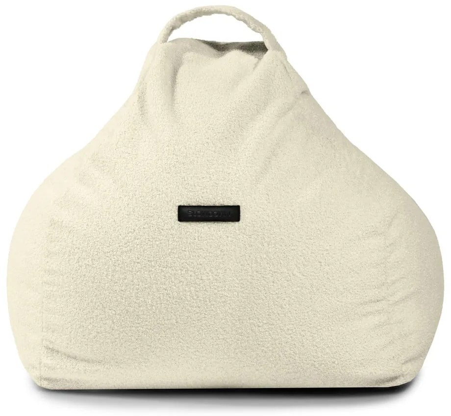 Fotoliu puf pentru copii gri deschis cu tapițerie din țesătură bouclé Game Amuse – SLOWDOWN