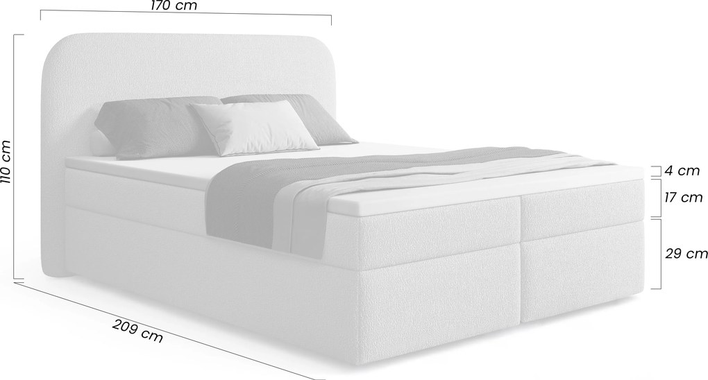 Pat boxspring cu ladă de depozitare Eleris 160x200 - bouclé bej Quelle 03