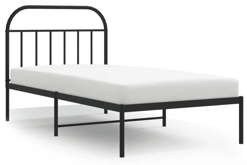353630 vidaXL Cadru de pat din metal cu tăblie, negru, 100x200 cm