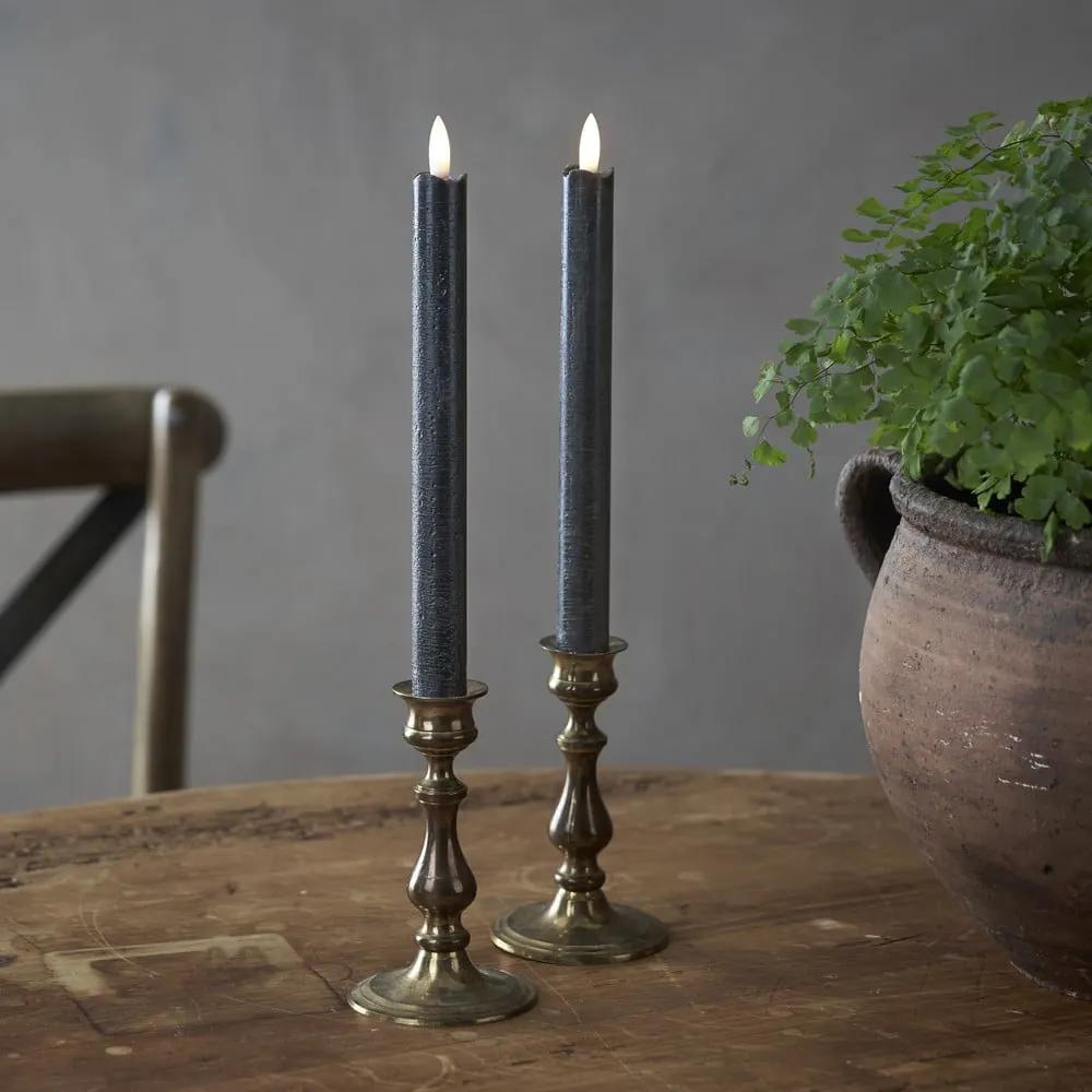 Set de 2 lumânări de ceară cu LED Star Trading Flamme, înălțime 25 cm, negru