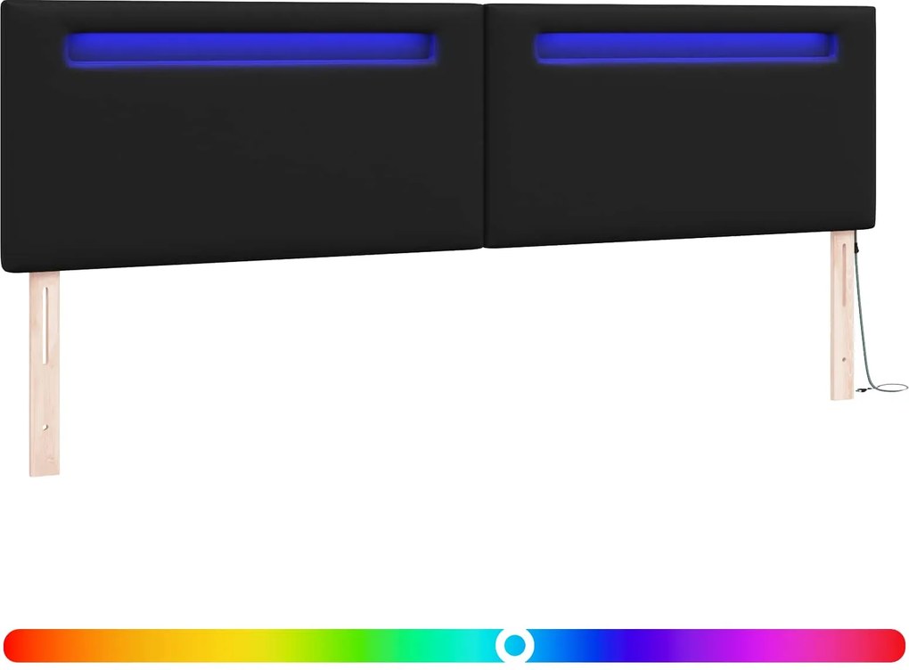 vidaXL Tăblie LED Negru 200 cm Piele artificială