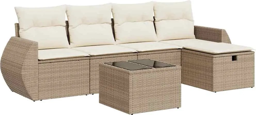 vidaXL Set canapele de grădină cu perne, 6 piese, bej, poliratan