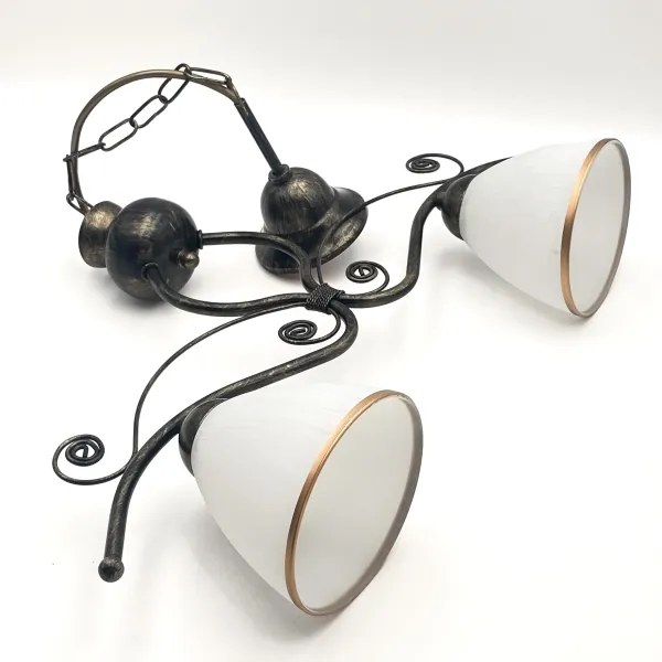 Lustră pe lanț RETRO 2xE27/60W/230V bronz/patină