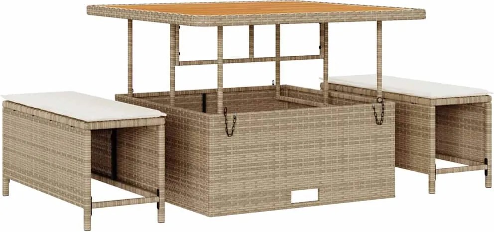 vidaXL Set de canapele pentru grădină cu pernă 9 pcs Bej poliratan