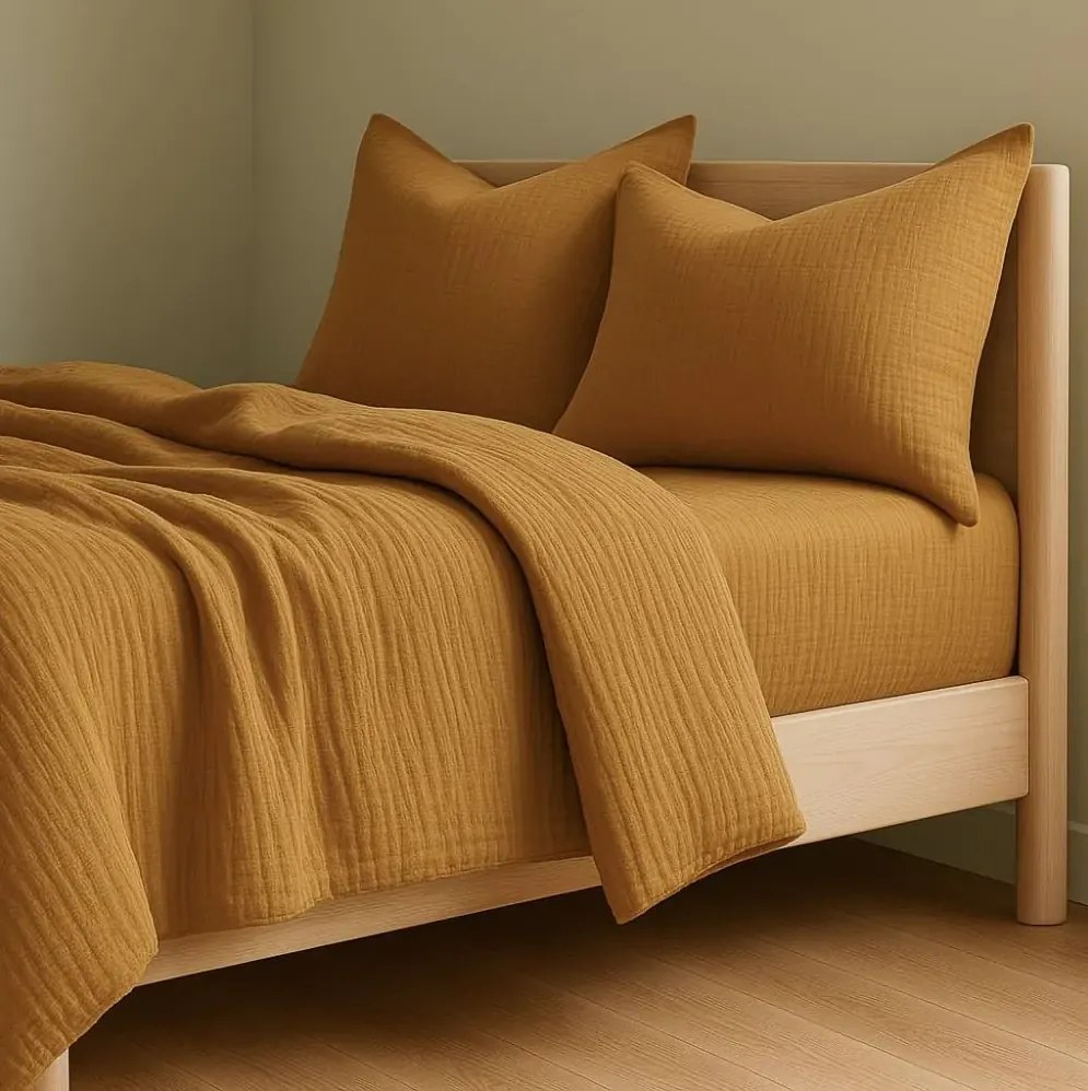 Lenjerie de pat Mușelina MOELLIN mustar Dimensiune lenjerie de pat: 70 x 90 cm | 140 x 200 cm