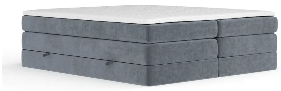 Pat boxspring gri închis cu spațiu de depozitare/fără tăblie 200x200 cm Juniper – Maison de Rêve