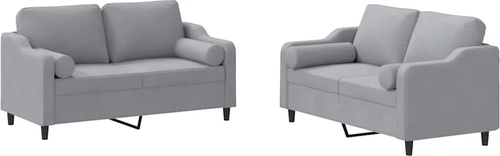 vidaXL Set de canapele cu perne, 2 piese, gri deschis, material textil