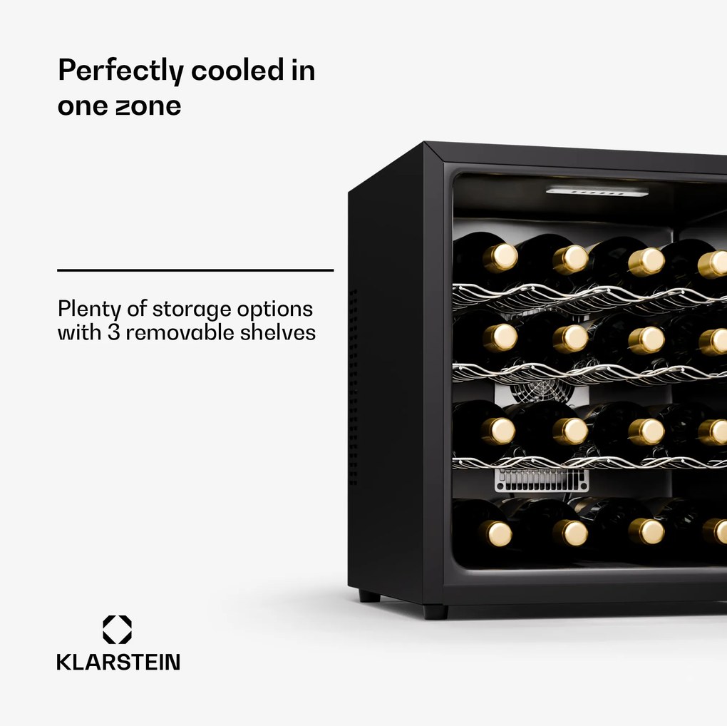 Klarstein Silent Vino 16 Uno, Frigider pentru vin, 1 zona / 16 sticle