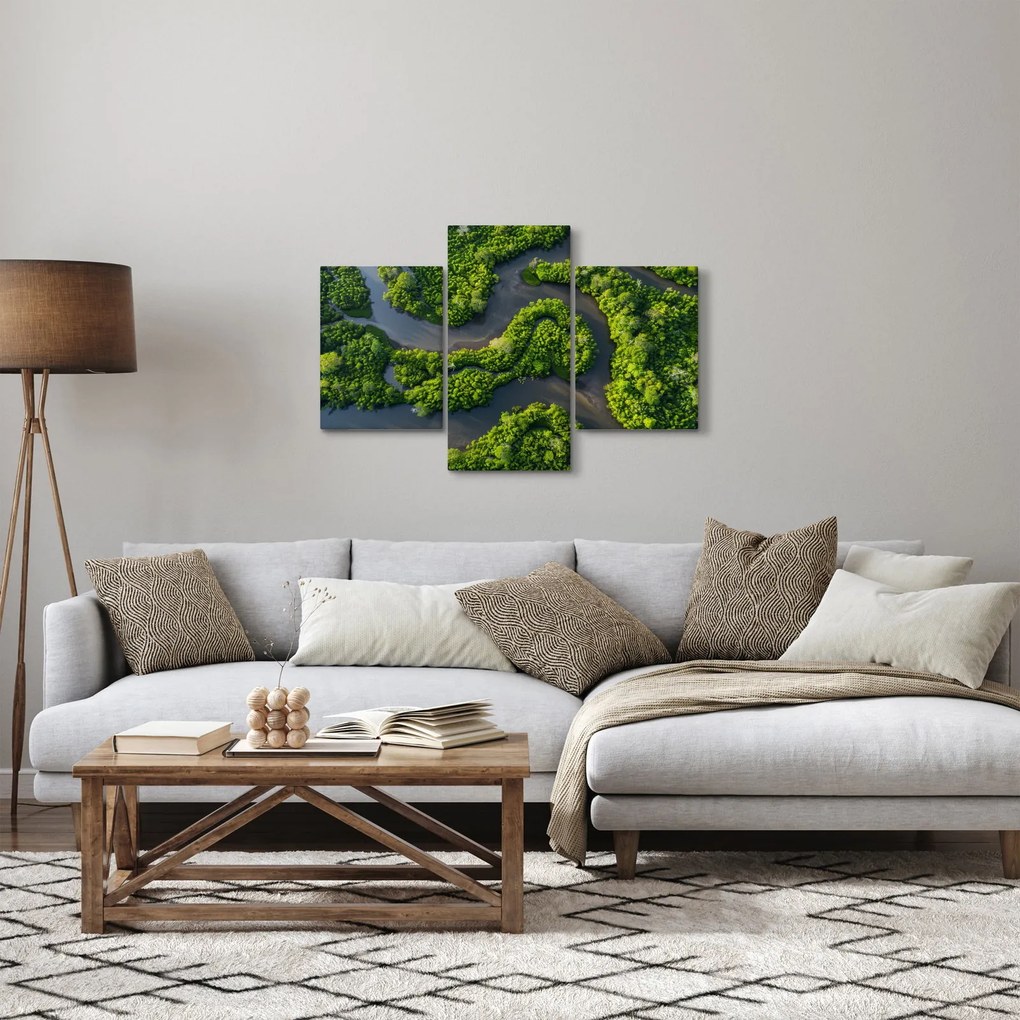Tablou - Peisaj forestier cu râu (90x60 cm)