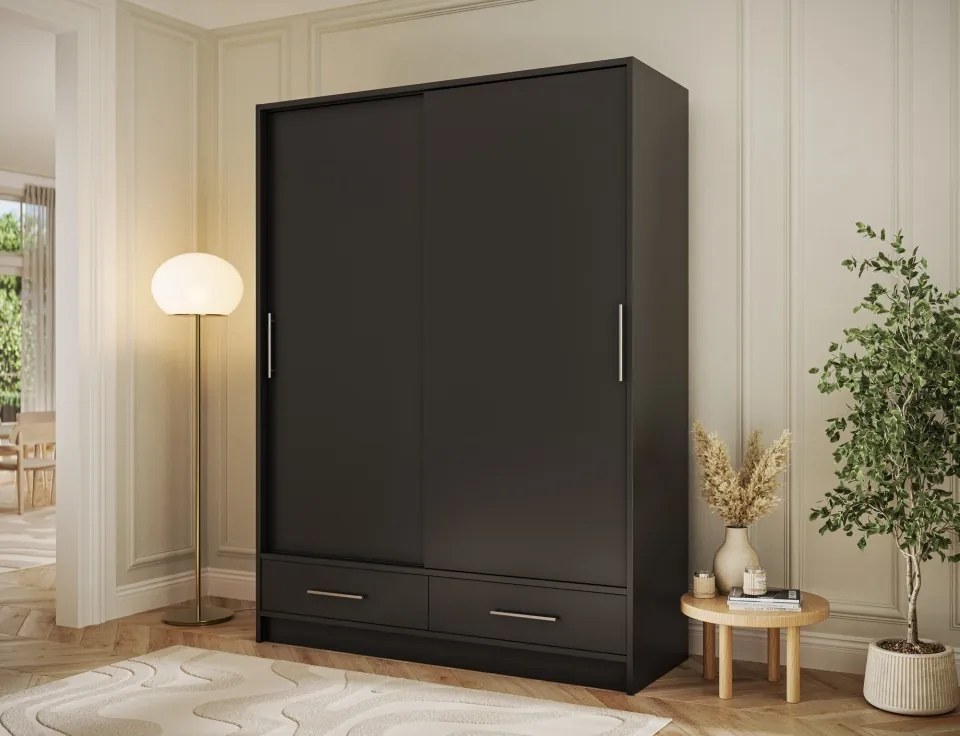 Dulap cu uși glisante Estantte II, 150x60x200 cm – Negru