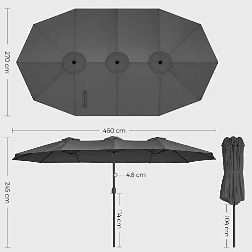 Umbrela dubla de gradina gri antracit din poliester si metal, 460x270 cm, Vasagle